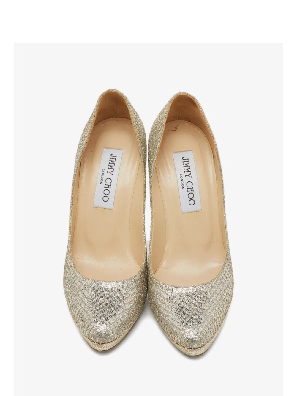 Jimmy Choo Gold Glitter Pointed Toe Pumps